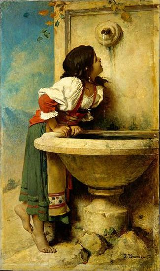 Leon Joseph Florentin Bonnat Roman Girl at a Fountain France oil painting art